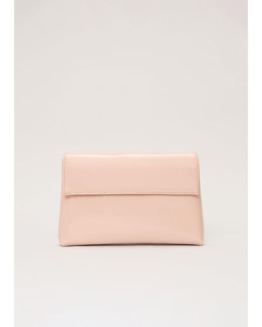 Phase Eight Natural Patent Clutch Bag
