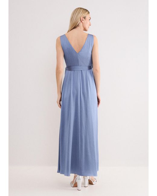 Phase Eight Blue Emlyn Wrap Satin Maxi Dress