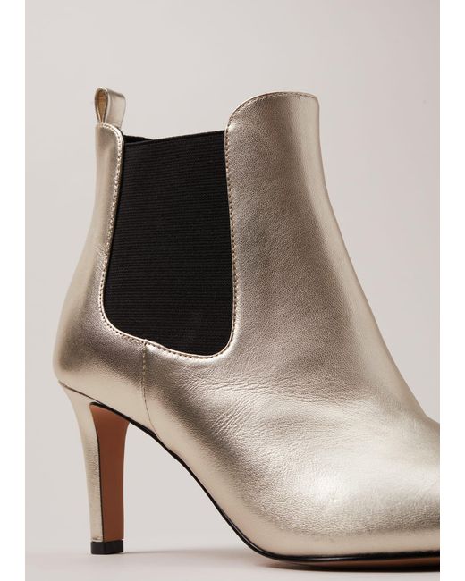 Phase Eight Natural 's Leather Metallic Ankle Boots