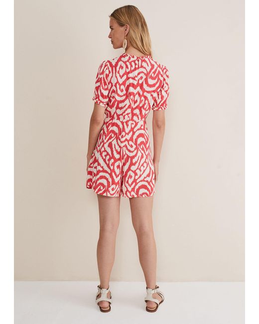 Phase Eight Red 's Rolanda Printed Playsuit
