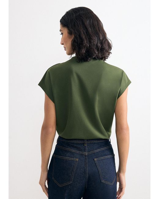 Phase Eight Green Paige Ponte Button Top