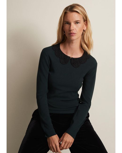 Phase Eight Black 's Evelyn Green Fine Knit Top