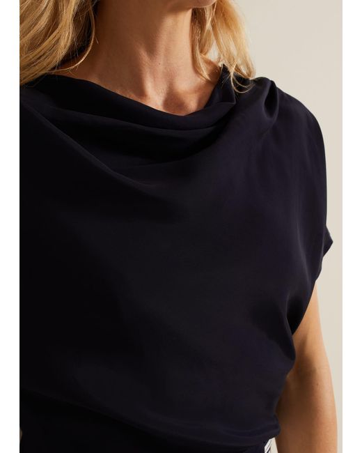Phase Eight Black 's Cheryl Cowl Neck Woven Front Top