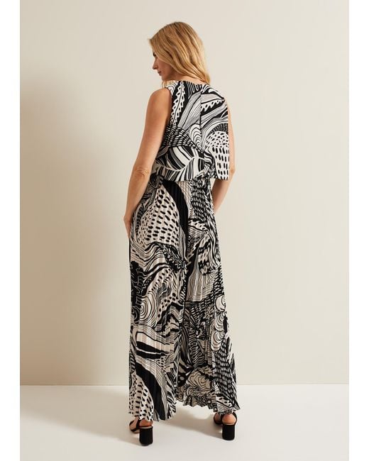 Phase Eight Natural Saskia Abstract Pleated Jumpsuit