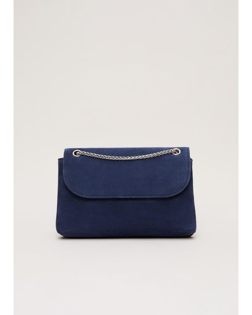 Phase Eight Blue Suede Clutch Bag