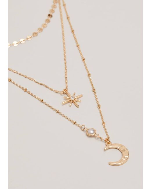 Phase Eight White 's Moon And Star Layered Necklace