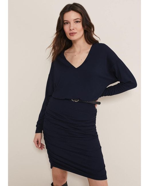 Phase Eight Blue 's Jules Jersey Belted Batwing Dress