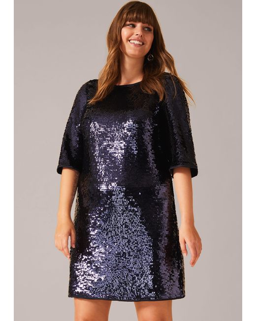 Phase Eight Blue Sizes 16-26 Martha Sequin Tunic Dress