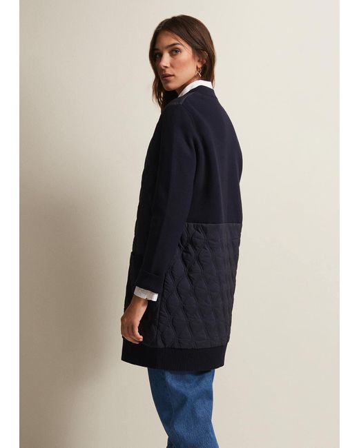 Phase Eight Blue 's Zadie Navy Quilted Knit Coatigan