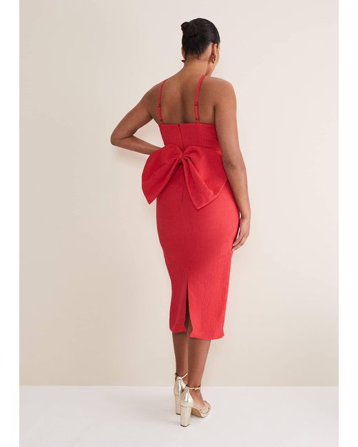 Phase Eight Red Sherani Bodycon Midi Dress