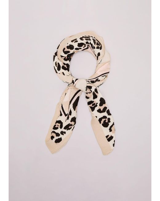 Phase Eight White Leopard Pleated Scarf