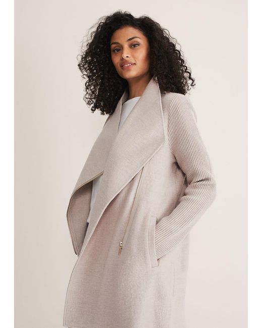 Phase Eight Natural 's Byanca Zip Knit Coat