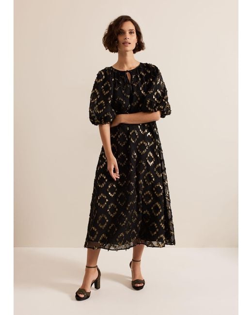 Phase Eight Natural Bella Textured Midi Dress