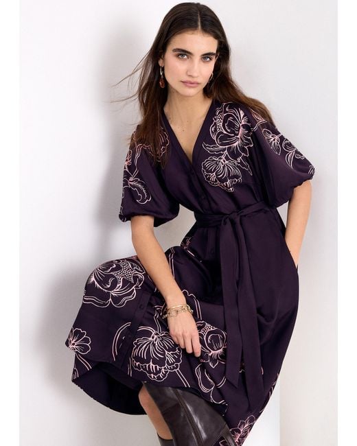 Phase Eight Blue Mabel Print Midi Dress