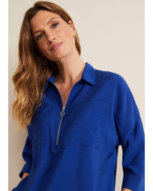 Phase Eight Blue 's Cynthia Zip Shirt