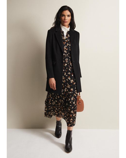 Phase Eight Black Lydia Wool Smart Coat