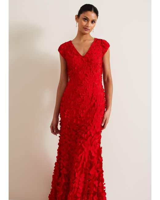 Phase Eight Red 's Charlene Ruffle Maxi Dress