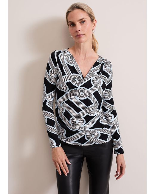 Phase Eight Black Sofiana Chain Print Top