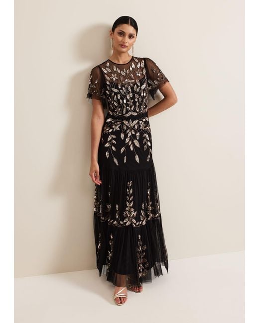 Phase Eight Natural Hilary Embellished Midi Dress