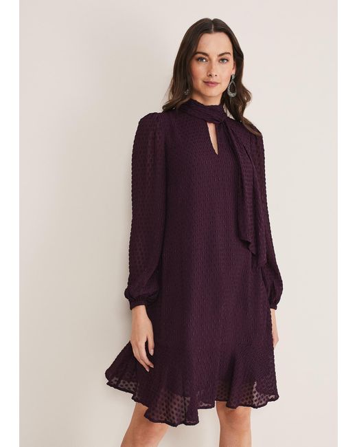 Phase Eight Purple Everly Textured Swing Dress