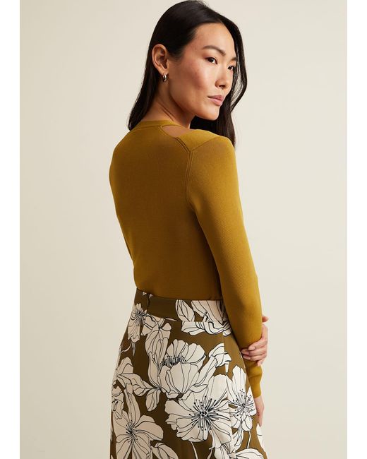 Phase Eight Brown Emily Cut Out Compact Knit Top