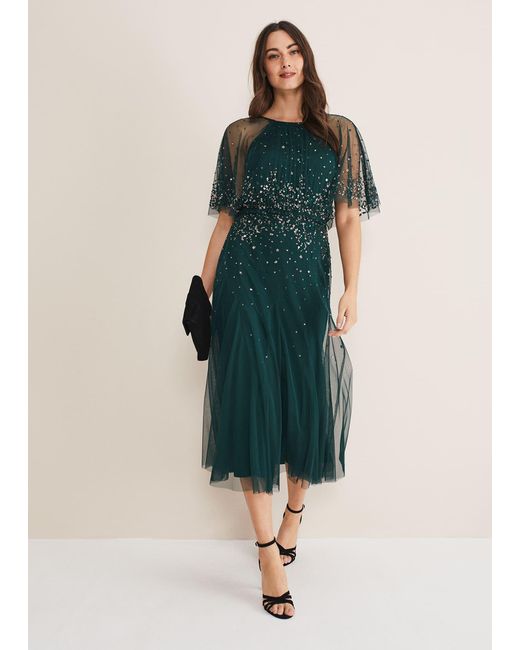 Phase Eight Blue Lumi Short Tulle Beaded Dress