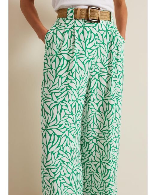 Phase Eight Green 's Nylah Printed Wide Leg Trouser