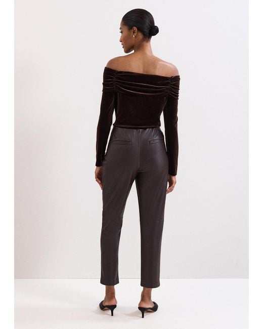 Phase Eight Brown Mya Pu Crop Trouser