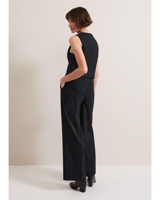 Phase Eight Black Pia Pinstripe Wide Leg Trousers