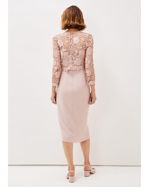 Phase Eight Pink Adeline Double Layer Lace Dress