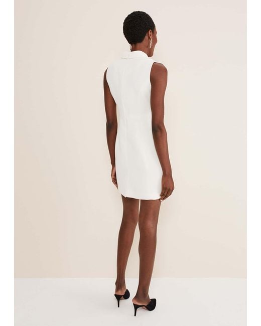 Phase Eight White Lolicia Sleeveless Tux Dress