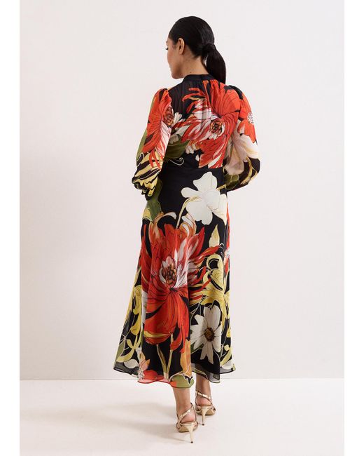Phase Eight White Petite Eve Floral Printed Midi Dress
