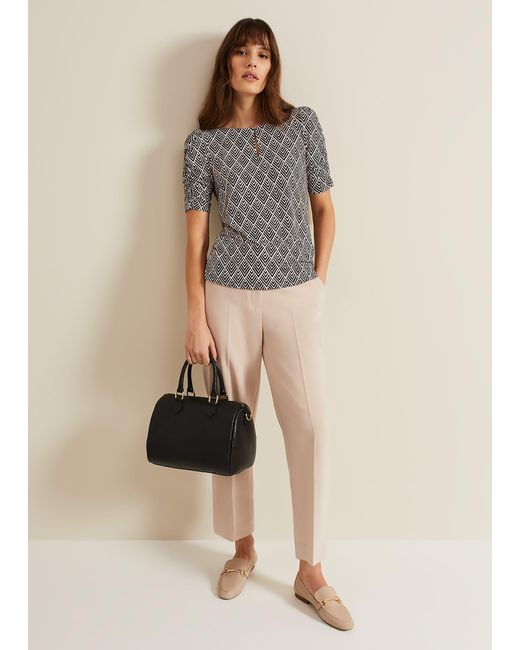Phase Eight Gray 's Evelyn Geo Print Top