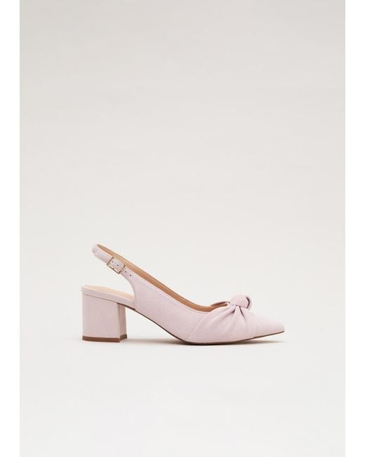 Phase Eight Pink Knot Front Block Heel Slingback