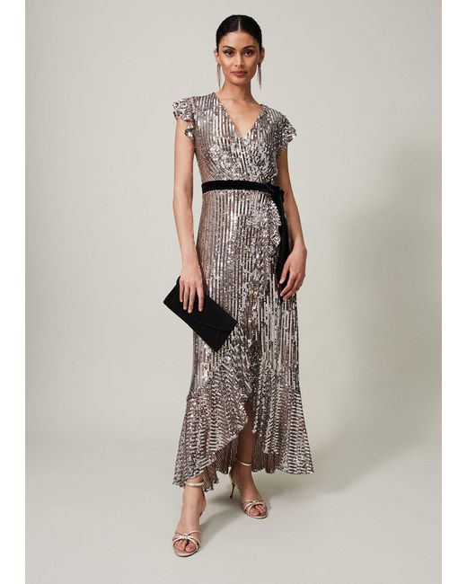Phase Eight Natural Enja Sequin Maxi Dress