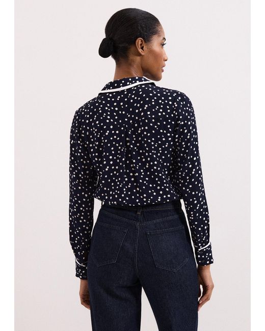 Phase Eight Blue Rita Spot Print Shirt