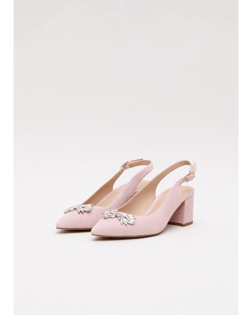 Phase Eight Pink Sparkle Slingback Block Heel Shoes
