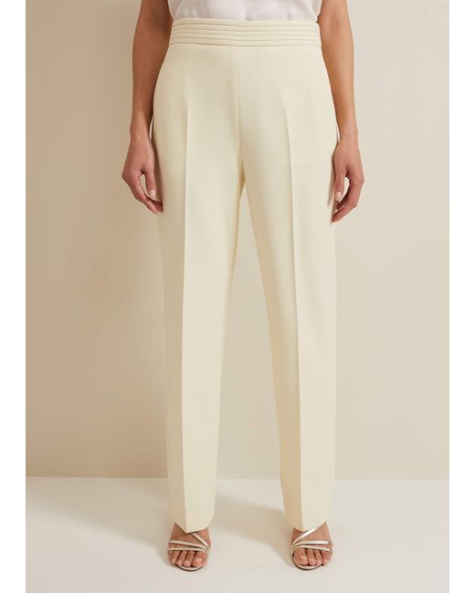 Phase Eight Natural 's Alexis Pleat Waistband Suit Trouser