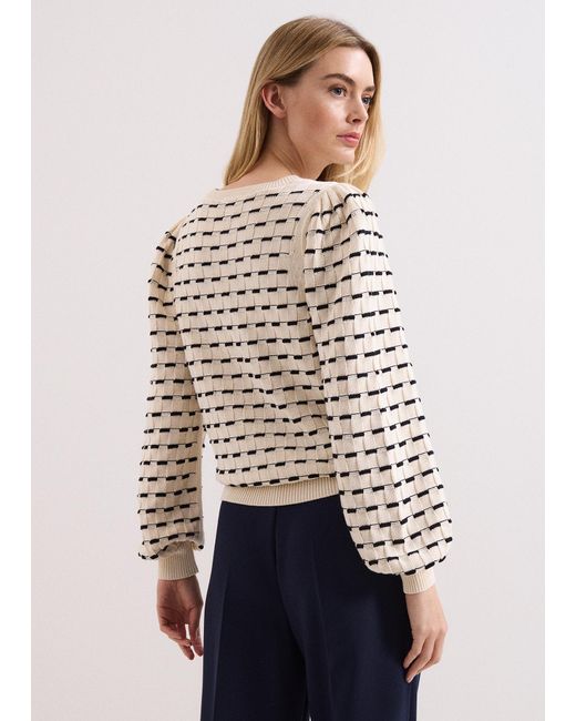 Phase Eight Gray Connie Textured Square Jumper