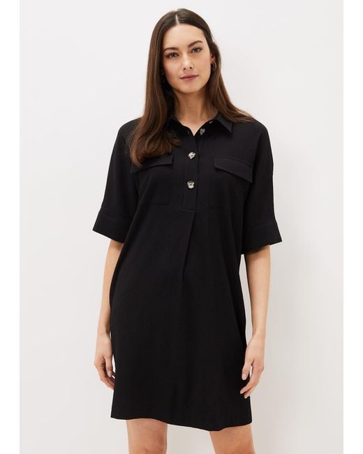 Phase Eight Black Faye Textured Tunic Dress