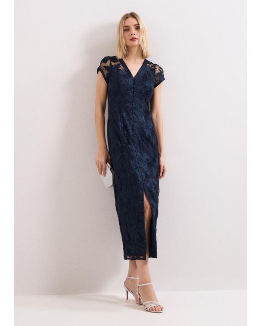 Phase Eight Blue Klaudia Embroidered Maxi Dress