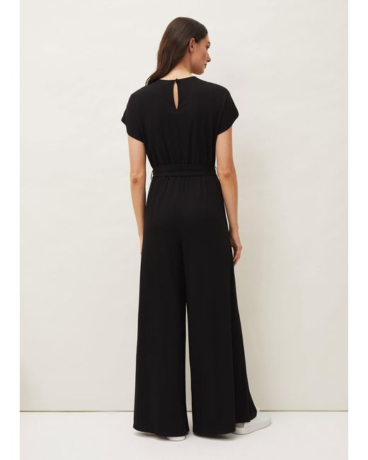 Phase Eight Black Dania Wide Leg Jersey Jumpsuit