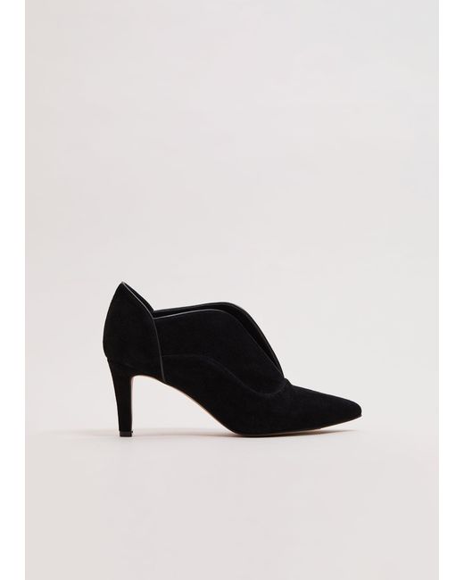Phase Eight Black Suede Split Front Shoe Boot