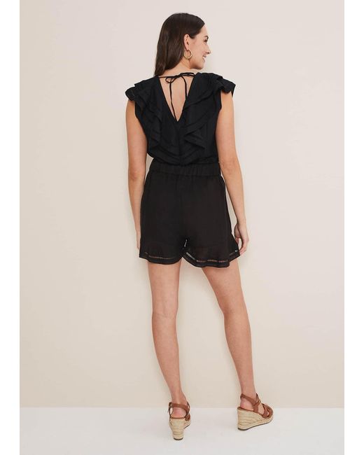 Phase Eight Black Allora Cut-Out Hem Shorts Co-Ord