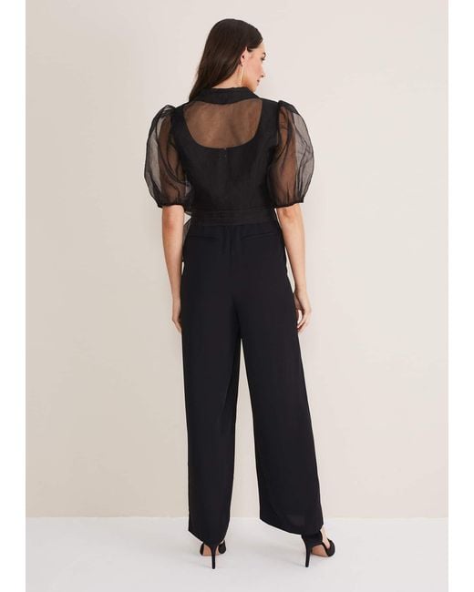 Phase Eight Natural Brontie Puff Sleeve Wide Leg Jumpsuit