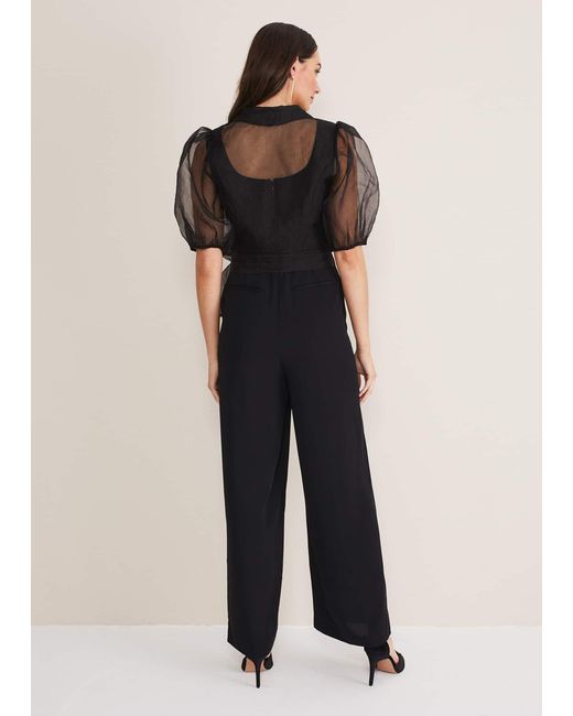 Phase Eight Natural Brontie Puff Sleeve Wide Leg Jumpsuit