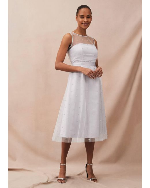 Phase Eight Multicolor Evadine Pearl Embellished Tulle Dress