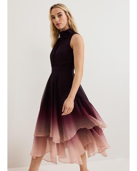 Phase Eight Multicolor Maybel Ombre Corsage Chiffon Dres