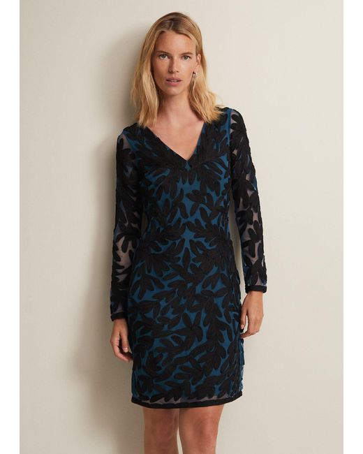 Phase Eight Blue Jasinta Tapework Midi Dress