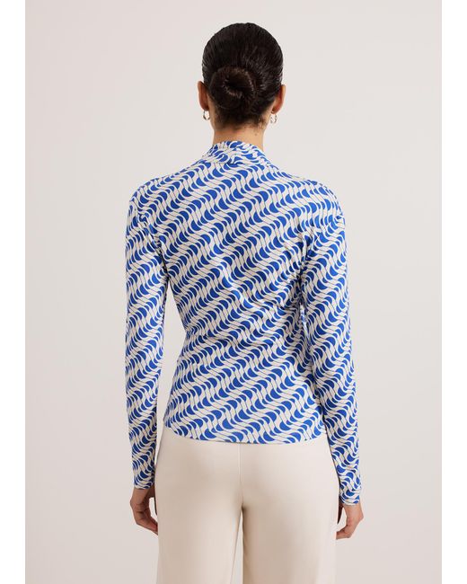 Phase Eight Blue April Geo Print Wrap Top